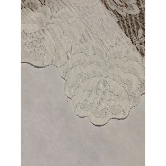Vintage Lace Embroidered Window Curtain Drapery Swag Valance Floral - Picture 4 of 4
